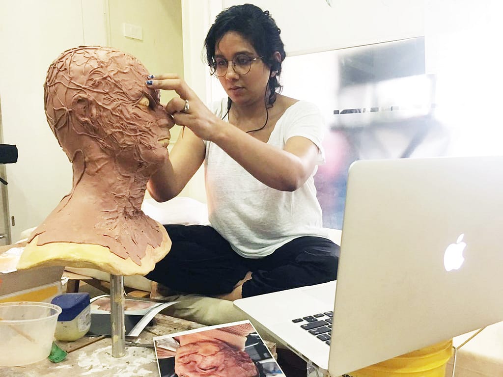 Preetisheel Singh at work in her studio Da Makeup Lab. Pic 1